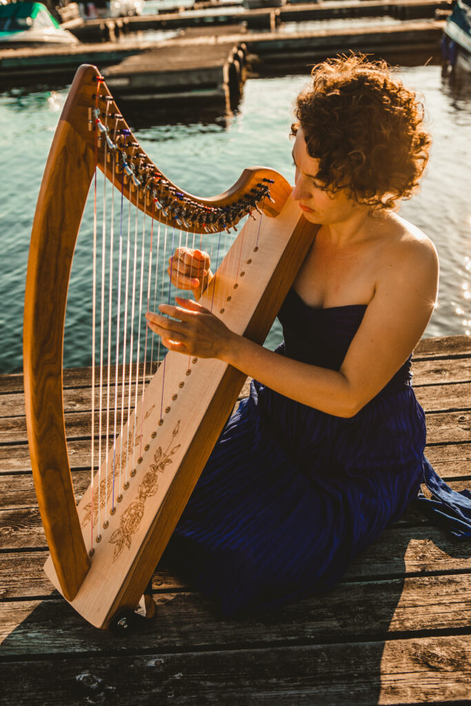 Olivia Whiddon playing the harp